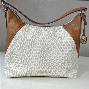 Michael Kors Tan and White Shoulder Bag